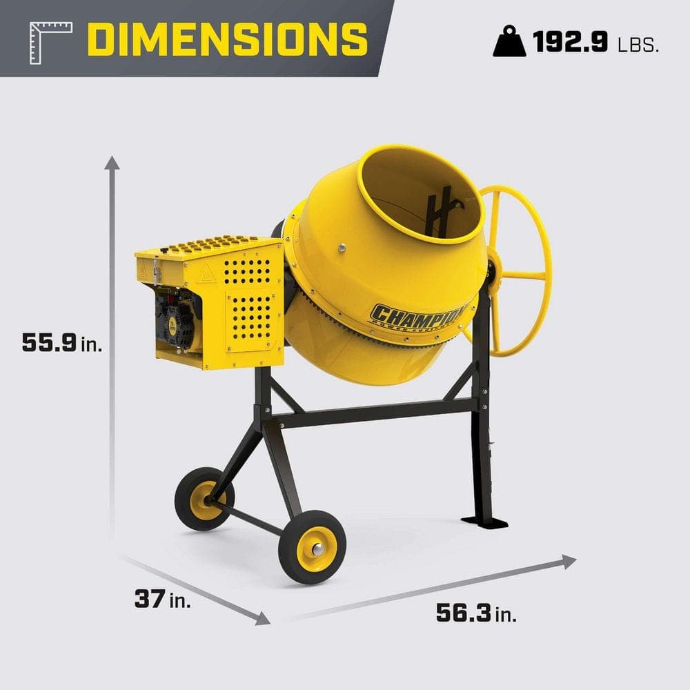 Champion Power Equipment 8.8 cu. ft. 79 cc Gas Heavy-Duty Concrete Mixer with 450 lb. Capacity (3)