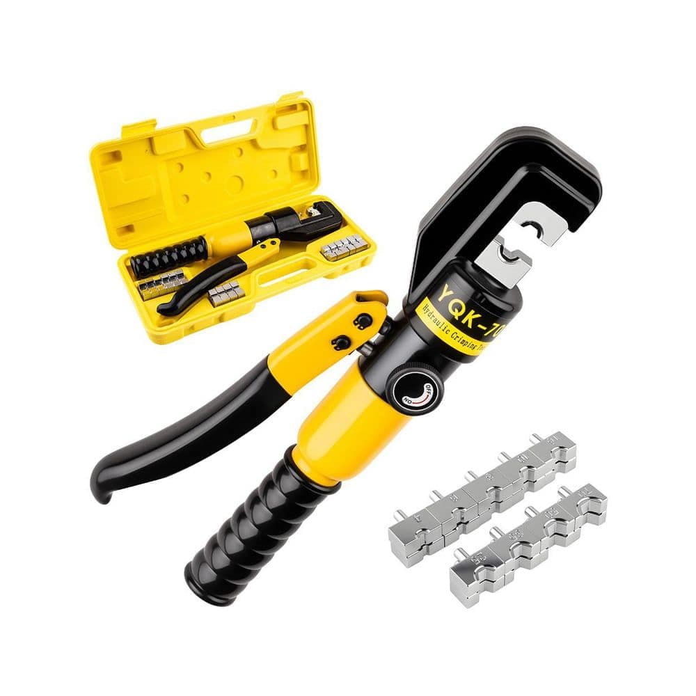 Unbranded Hydraulic Crimping Tool With 9 Pairs Of Dies For 12 To 2/0 AWG Wire Cable Lug Terminal Crimping Manual