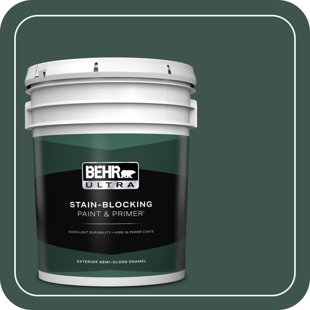 BEHR ULTRA 5 gal. #480F-7 Sycamore Tree Semi-Gloss Enamel Exterior Paint & Primer
