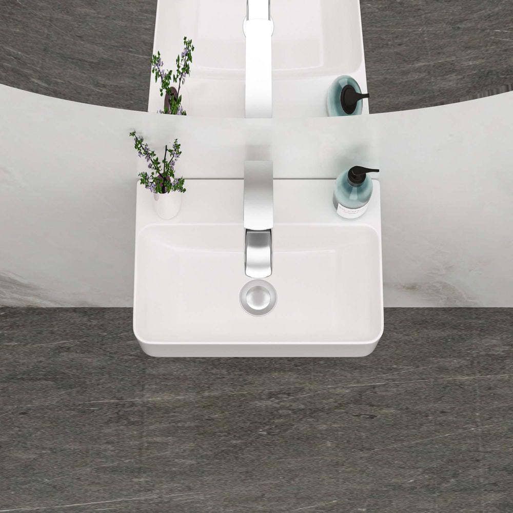 XUJMK 14.5 in. Wall-Mounted Rectangular Bathroom Ceramic Sink in White, 14.5 x 10 in. Wall Mount Bathroom Sink (1)