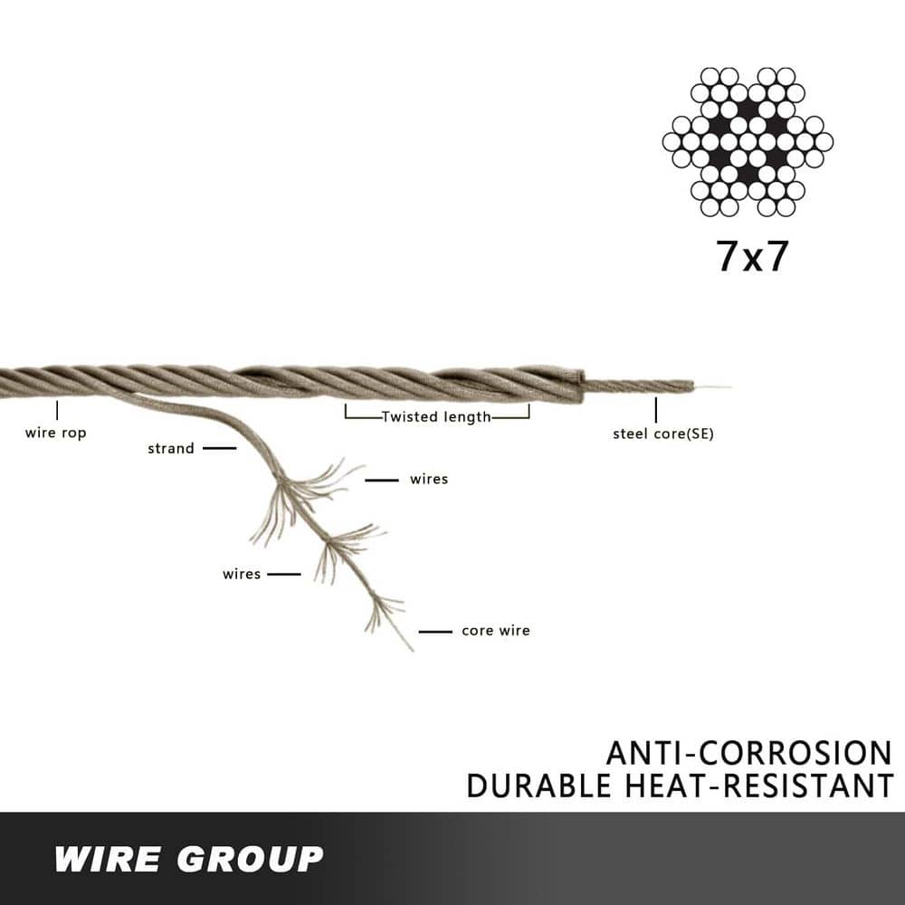 Afoxsos 1000FT 1/8 Inch Stainless Steel T316 Cable Rope for Deck Railing 7x7 Strands Marine Grade for Rail Deck DIY Balustrade (2)