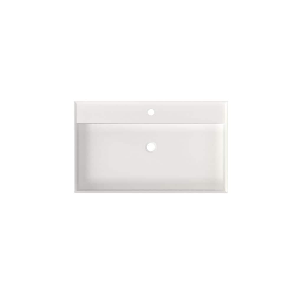 CASAINC 31 in. W x 18 in. D Solid Surface Vanity Top with Integrated Rectangular Sink in Matte White, Single Hole (2)