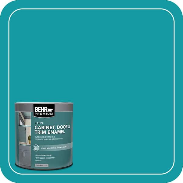 BEHR PREMIUM 1 qt. #MQ4-20 Island Dream Satin Enamel Interior/Exterior Cabinet, Door & Trim Paint (2)