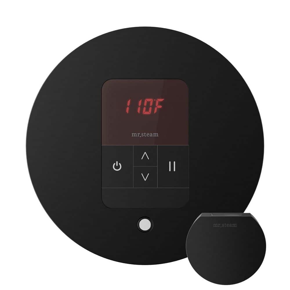 Mr. Steam Basic Butler Steam Shower Control Package with Round iTempo Control and Linear Steamhead in Matte Black