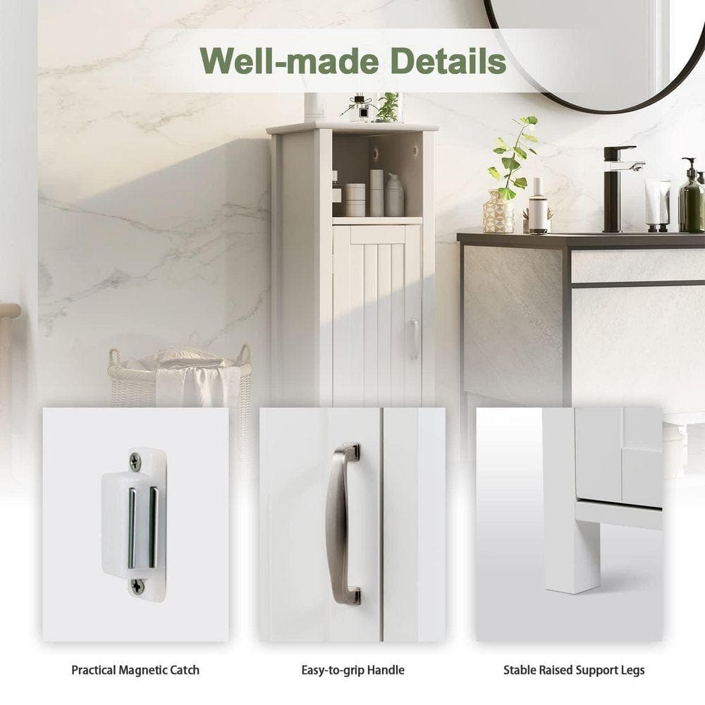 Volenca 12 in. W x 12 in. D x 32 in. H White Linen Cabinet with 2-Tier Cabinet (3)