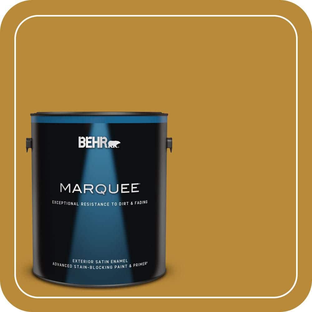 BEHR MARQUEE 1 gal. #S-H-350 Burmese Gold Satin Enamel Exterior Paint & Primer