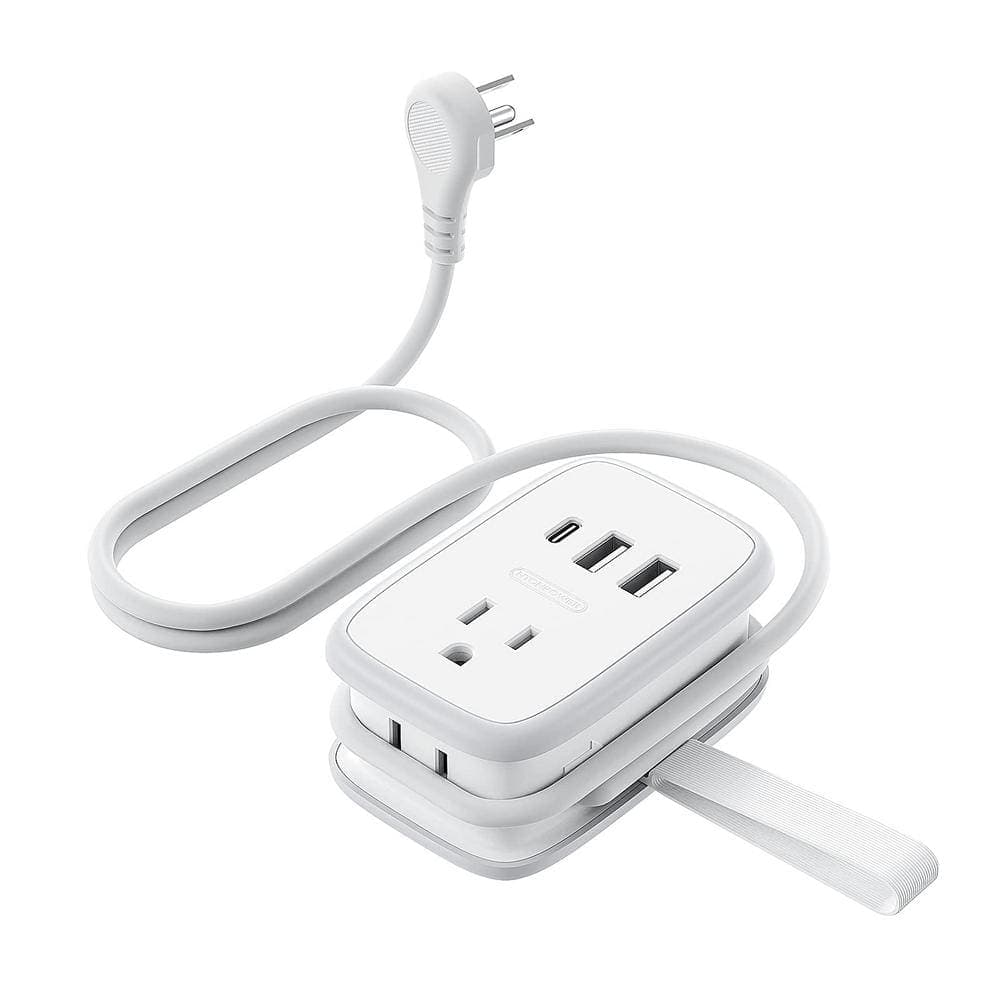 Ahfiwaso 3 ft. Wrapped Around Extension Cord 2-Outlet Flat Plug Travel Power Strip with 3 USB Ports (1)