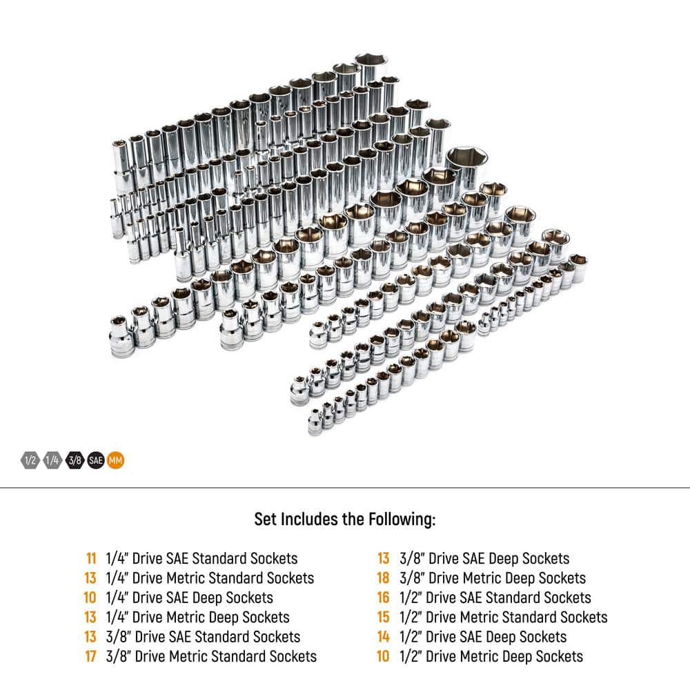 GEARWRENCH 1/4 in., 3/8 in. and 1/2 in. Drive 6-Point SAE/Metric Master Socket Set (163-Piece) (2)