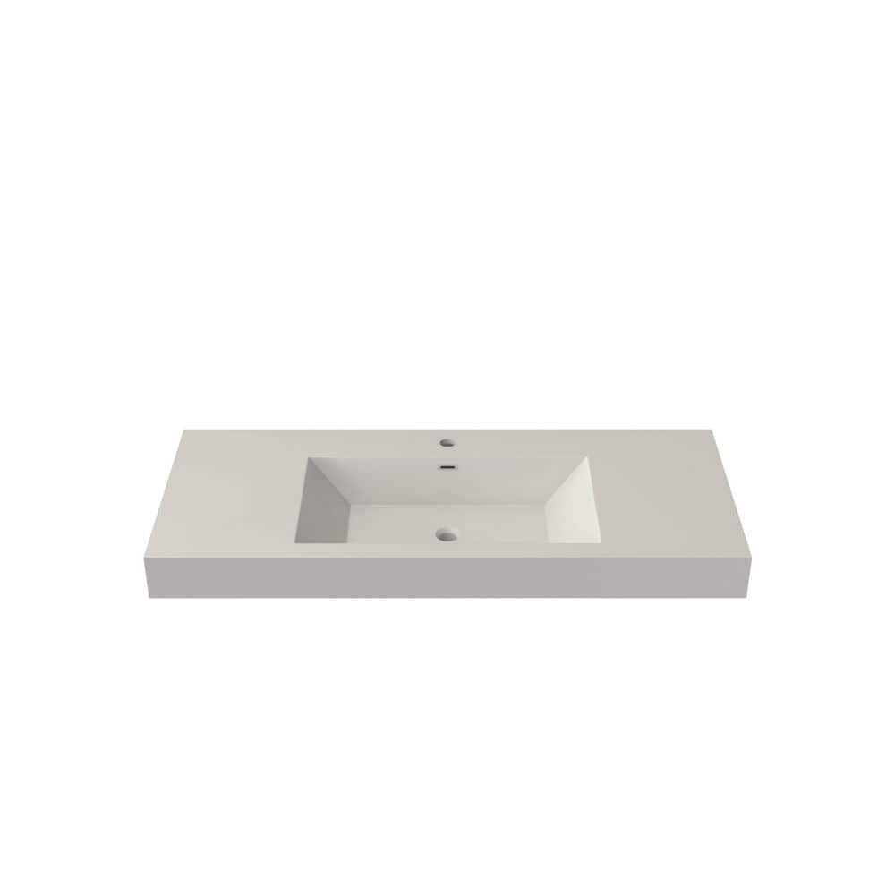 SJ STAR&JANE 47 x 20 in. SMC Wall Mount Bathroom Vessel Sink with Faucet Hole in Matte White (1)