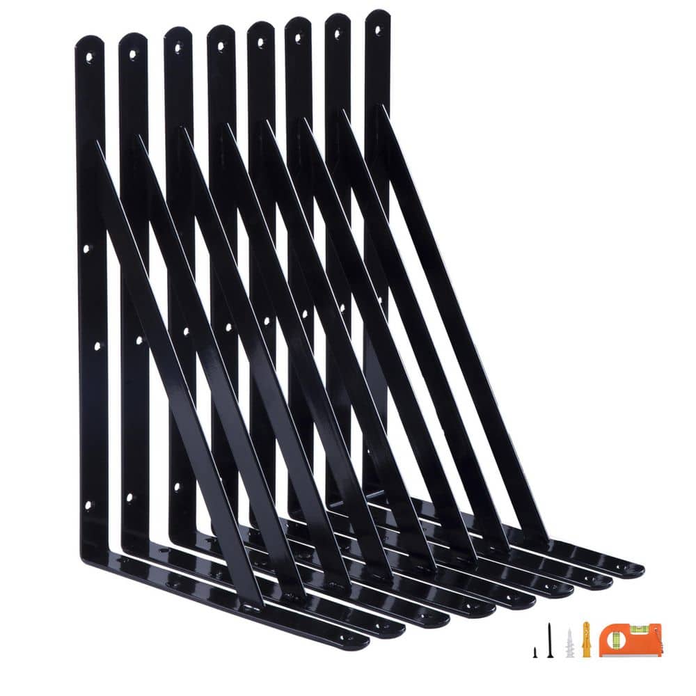 Wudkey 18 in. Heavy Duty Shelf Brackets, 90° Triangle Large L Bracket for Garage Floating Storage Shelves (8-Pack) (1)