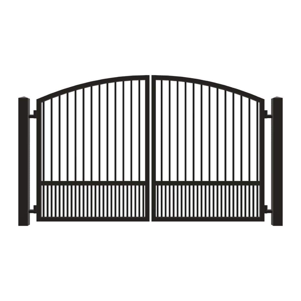 Unbranded Driveway Gate — Swing, Center, Arch, Puppy, Black — 122"W x 72"H (1)
