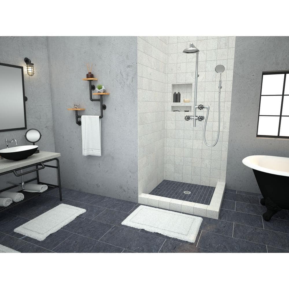 Tile Redi Redi Base 36 in. 36 in. Double Threshold Shower Base with Drain and Drain Plate (2)