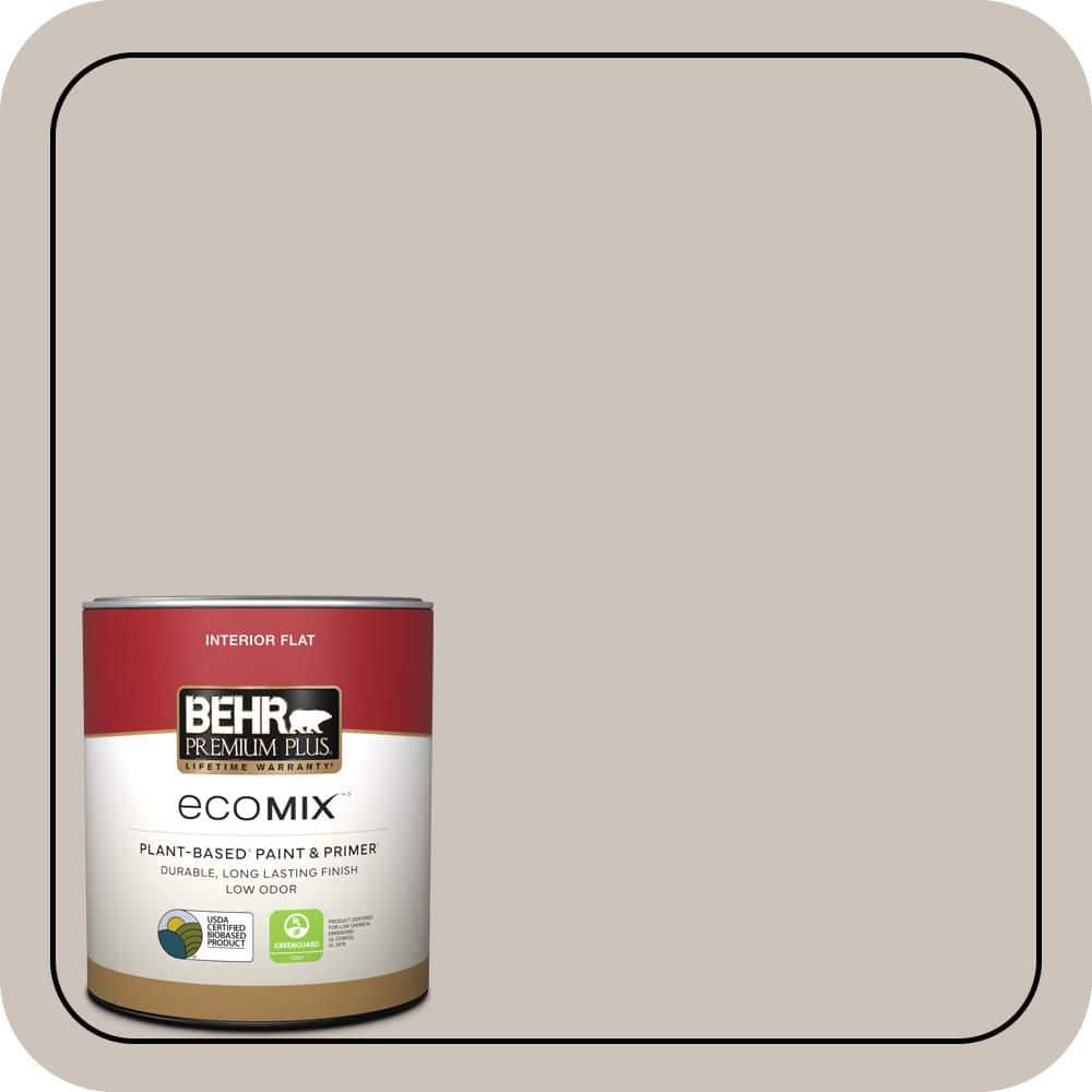 BEHR PREMIUM PLUS 1 qt. #N200-2 Doeskin Gray Flat EcoMix Plant-Based Interior Paint & Primer (1)