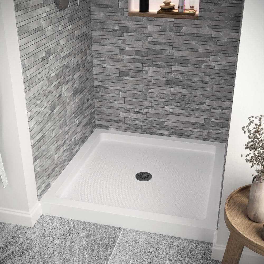 Streamline 36 in. L 36 in. W Alcove Acrylic Shower Pan Base with Drain, Drain Included (3)