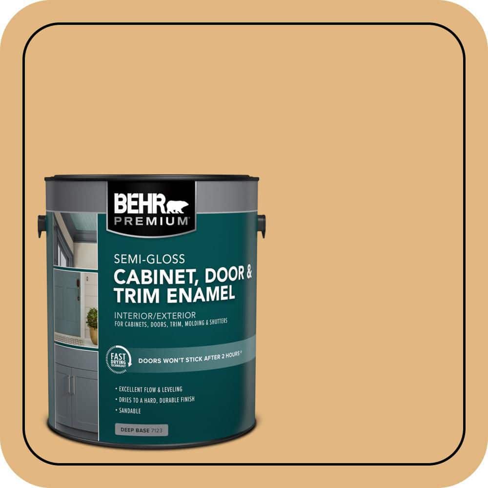 BEHR PREMIUM 1 gal. #M270-5 Beehive Semi-Gloss Enamel Interior/Exterior Cabinet, Door & Trim Paint