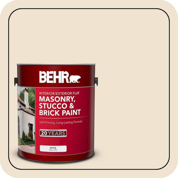 BEHR 1 gal. #MS-25 Viejo White Flat Interior/Exterior Masonry, Stucco and Brick Paint (2)