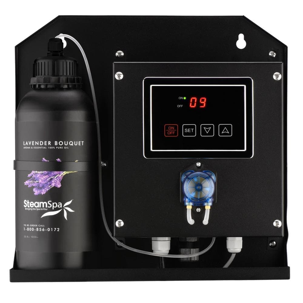 SteamSpa Essential Oils Aromatherapy Steam 12 in. Steam Head Aroma Delivery Pump System with Universal Compatibility in Black (1)