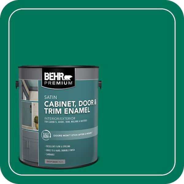 BEHR PREMIUM 1 gal. #OSHA-2 OSHA SAFETY GREEN Satin Enamel Interior/Exterior Cabinet, Door & Trim Paint (2)