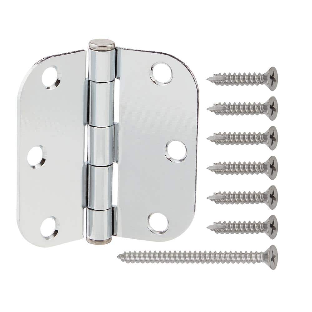 Everbilt 3 in. x 5/8 in. Radius Chrome Squeak-Free Door Hinge