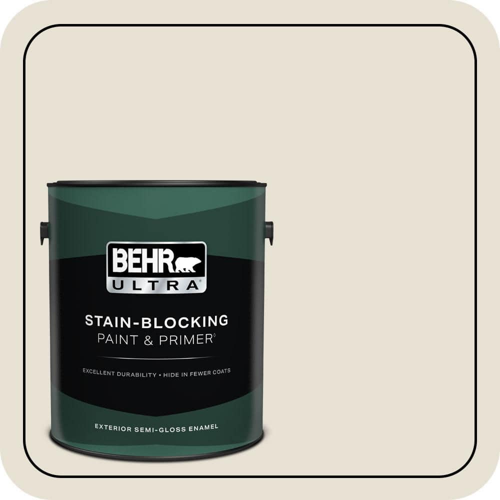 BEHR ULTRA 1 gal. #MQ3-13 Crisp Linen Semi-Gloss Enamel Exterior Paint & Primer