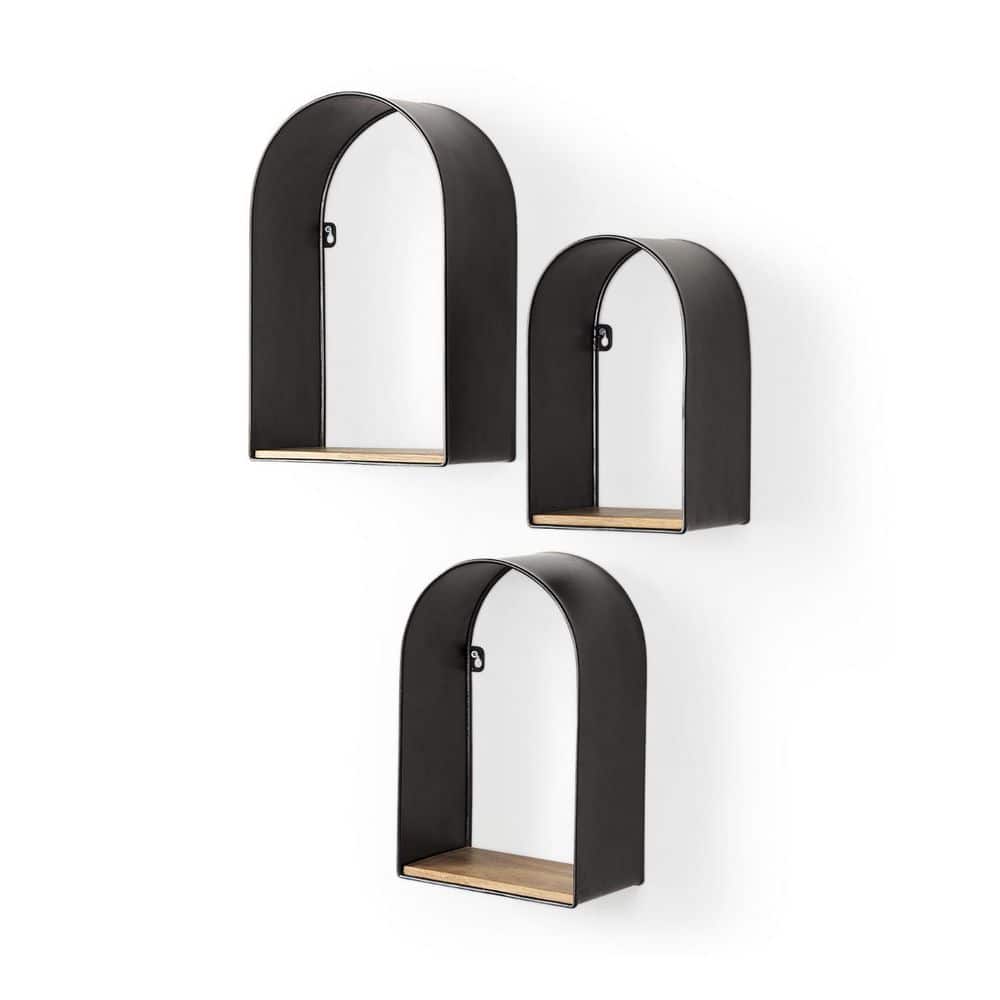 HomeRoots 11.22 in. W x 15.16 in. H x 11 in. D Metal Unique Shelf in Black