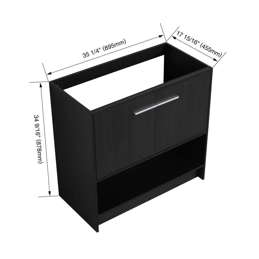 COWLOWN 35.25 in. W x 17.94 in. D x 34.56 in. H Bathroom Dark Brown Linen Cabinet (2)