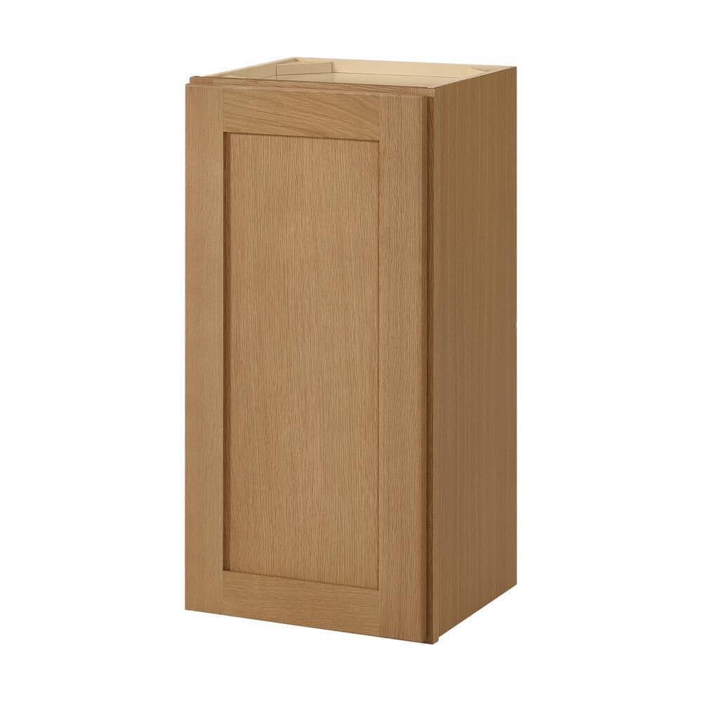 Hampton Bay Avondale 15 in. W x 12 in. D x 30 in. H Ready to Assemble Plywood Shaker Wall Kitchen Cabinet in White Oak