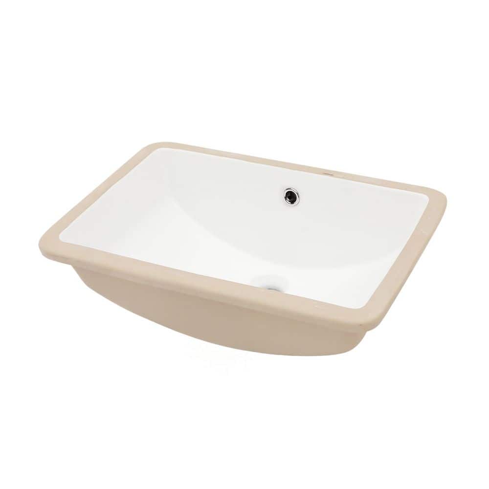 Tahanbath 19.7 in. x 14 in. White Ceramic Rectangular Undermount Bathroom Sink with Overflow (1)