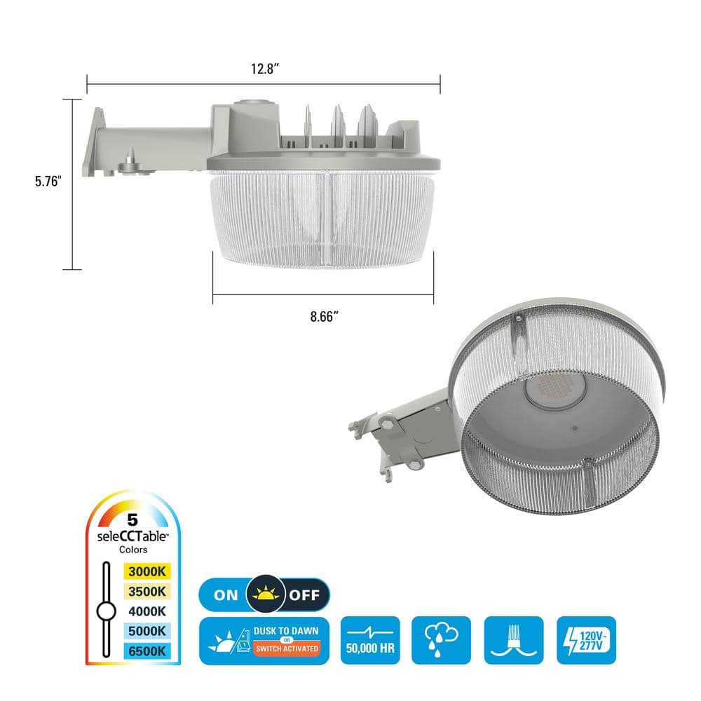 HALO ALS 200-Watt Equivalent 6000 Lumen Gray Finish Dusk to Dawn Integrated LED Area Light/Flood Light (4)