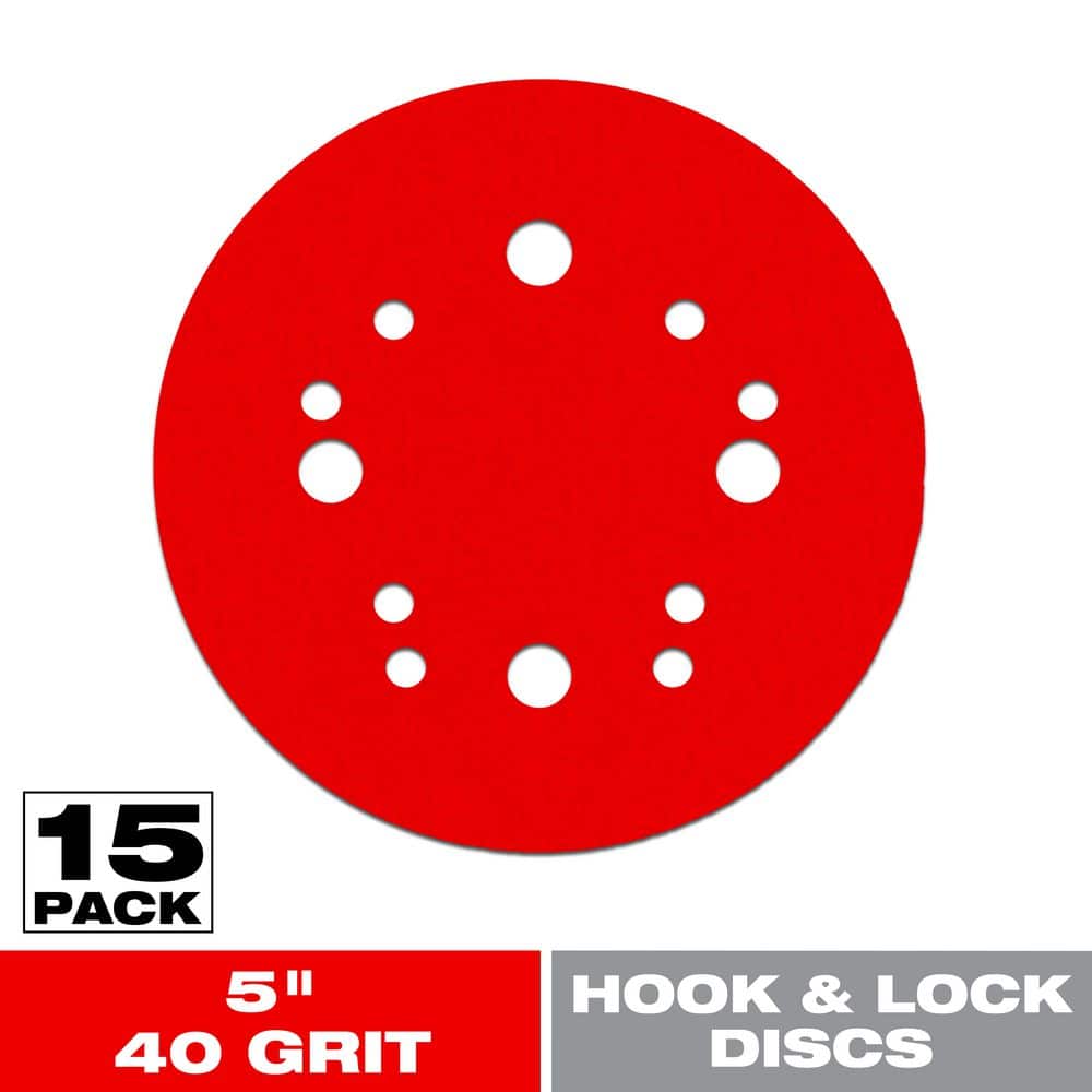 DIABLO 5 in. 40-Grit Universal Hole Random Orbital Sanding Disc with Hook and Lock Backing (15-Pack) (1)