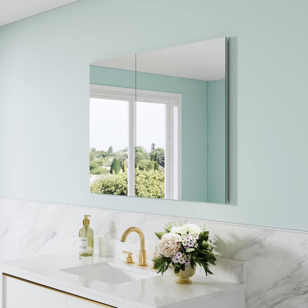 Liviza Combo 40 in. W x 30 in. H Rectangular Recess/Surface Mount Frameless Medicine Cabinet with Mirror, Soft Close Door (3)