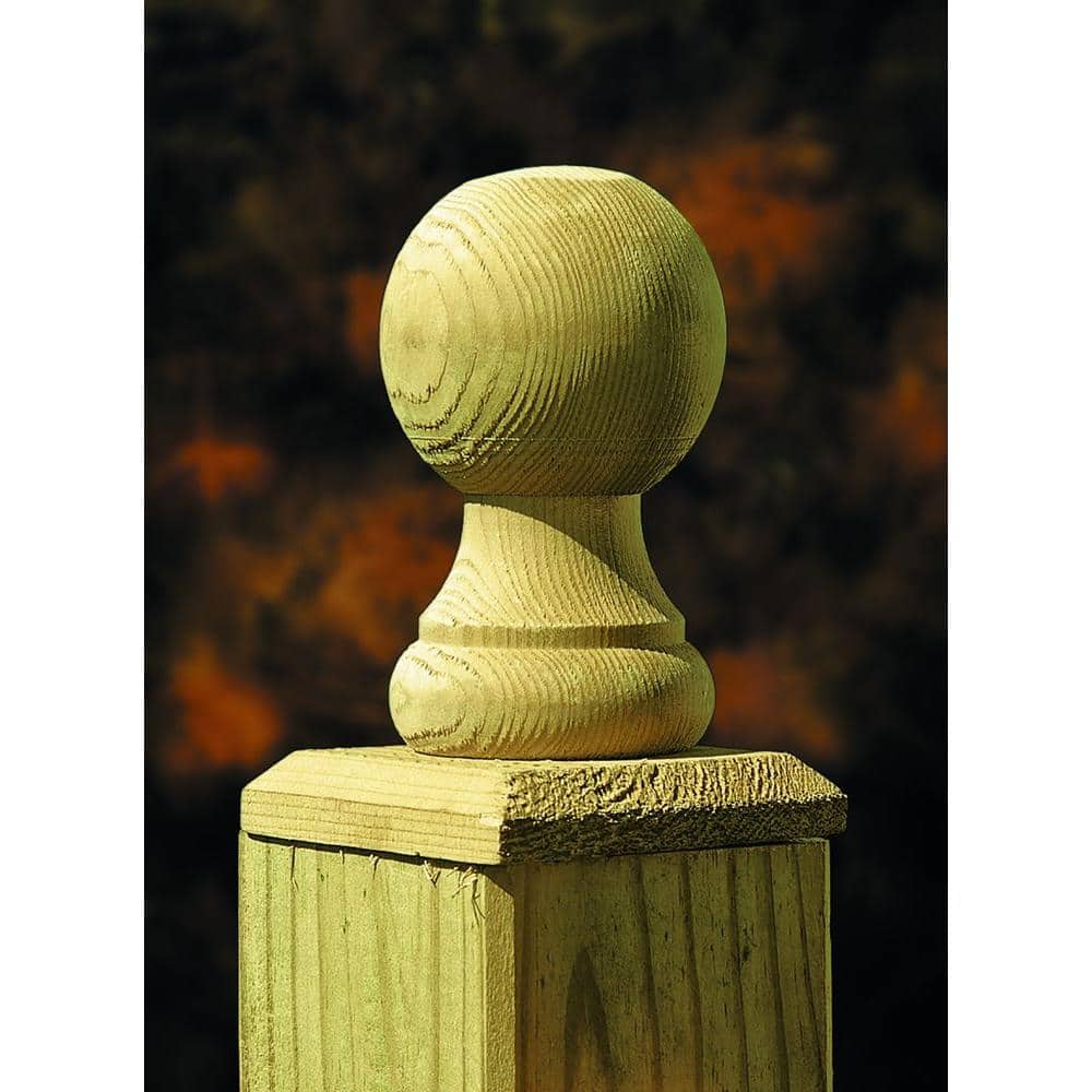 ProWood 4 in. x 4 in. Pressure-Treated Cedar-Tone Pine Ball Top Finial (6-Pack) (2)