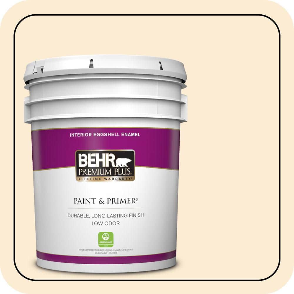 BEHR PREMIUM PLUS 5 gal. #P220-1 Frosty Melon Eggshell Enamel Low Odor Interior Paint & Primer