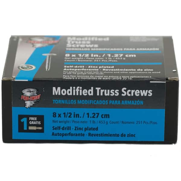Pro-Twist #8 x 1/2 in. #2 Phillips Modified Truss Head Coarse Thread Self-Drilling Screws 1 lb. Box (2)