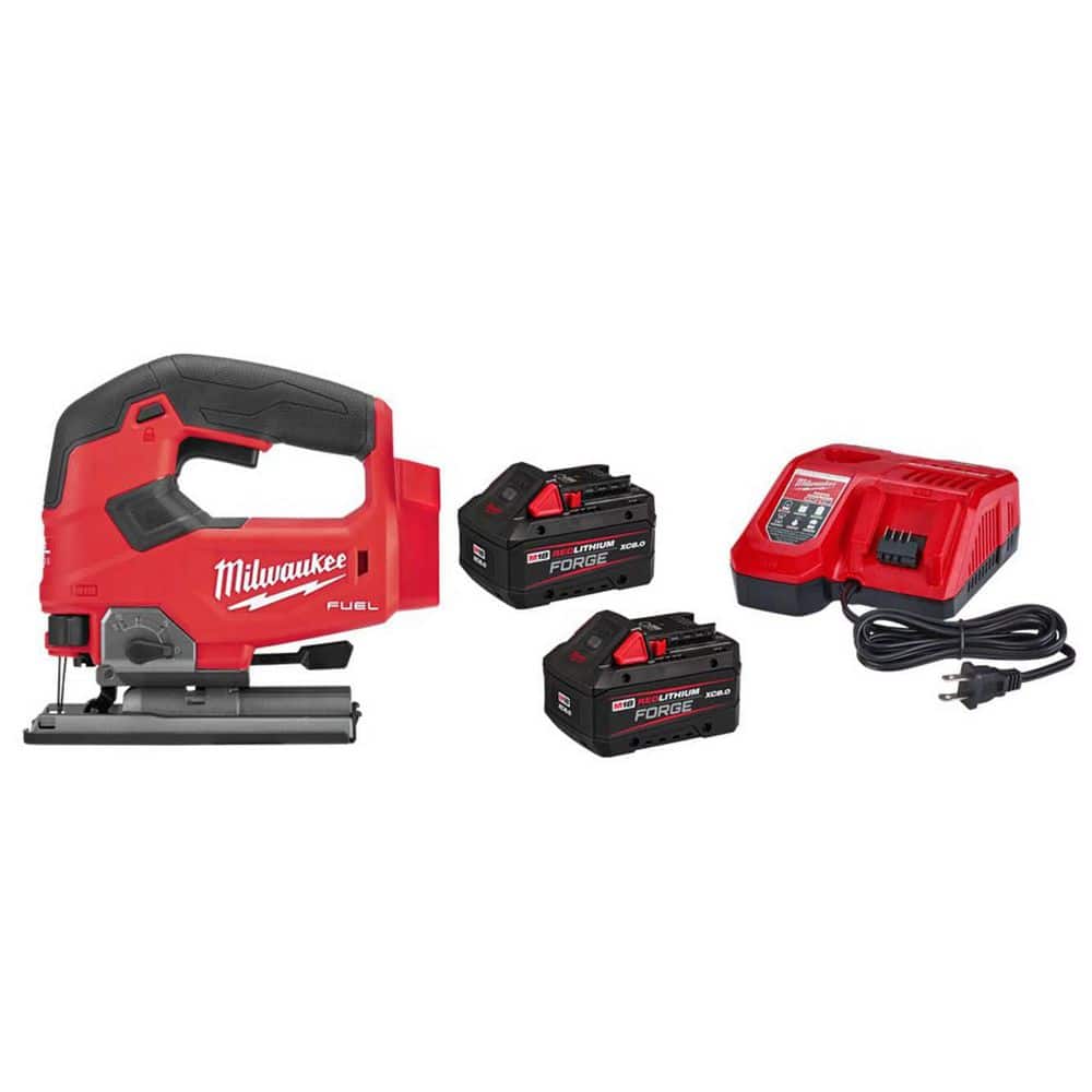 Milwaukee M18 FUEL 18V Lithium-Ion Brushless Cordless Jig Saw w/ (2) FORGE 8.0 Ah Batteries & Charger