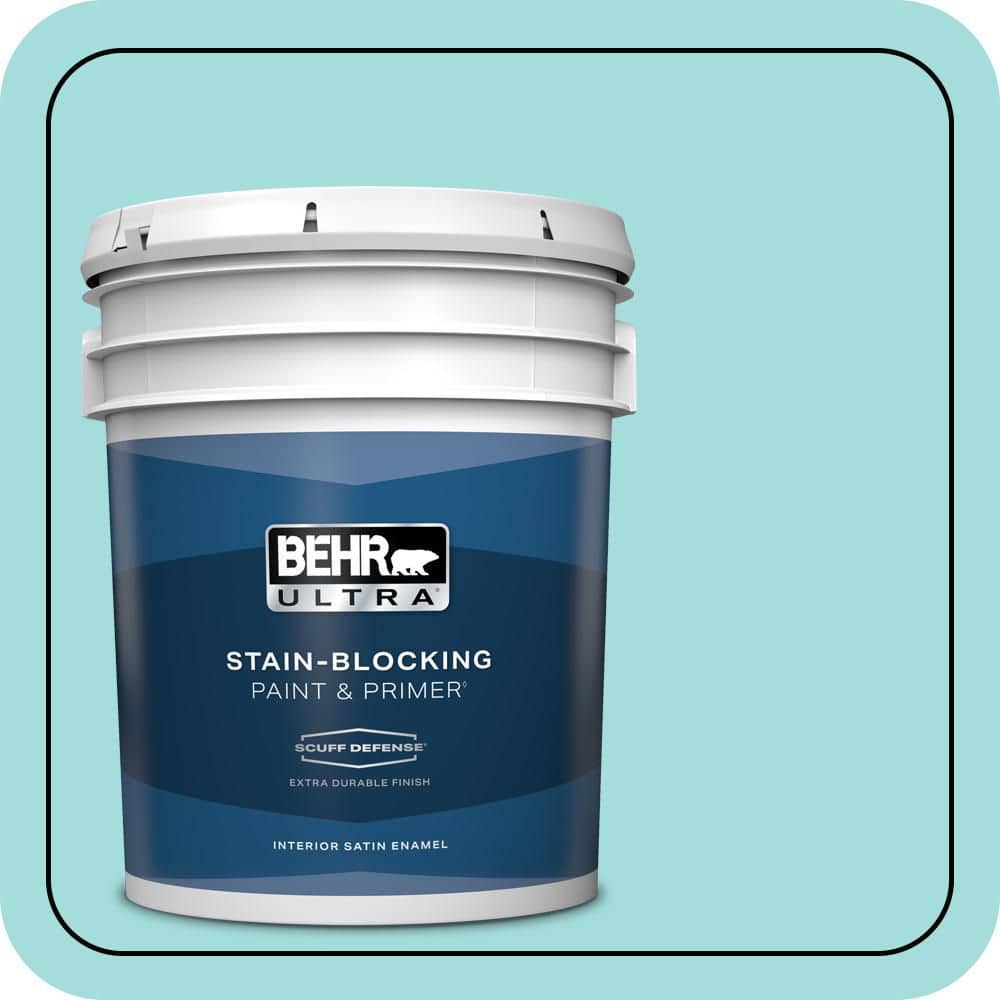 BEHR ULTRA 5 gal. #500A-3 Aqua Spray Extra Durable Satin Enamel Interior Paint & Primer