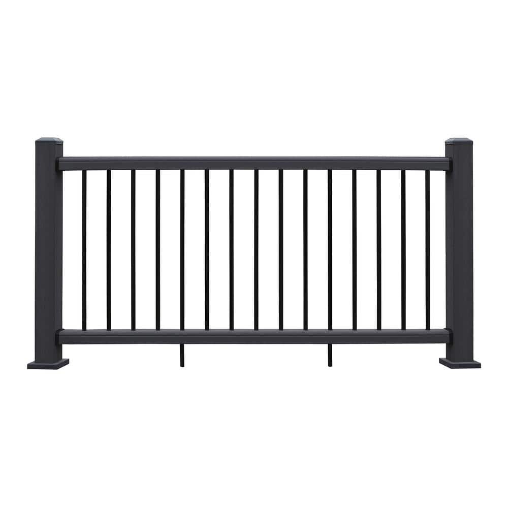NewTechWood Ultrashield Hemispheres 36 in. x 3 in. x 6 ft. Hawaiian Charcoal Black Composite Railing Kit (3)