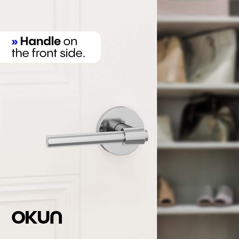 Okun Zen Metal Chrome Dummy Door Handle with Round Rosette (2)