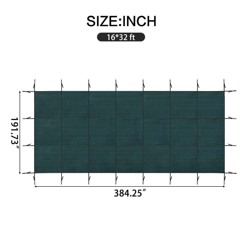 Amucolo 16 ft. x 32 ft. Rectangular Dark Green Underground and Inground Safety Cover Swimming Pool Cover (3)