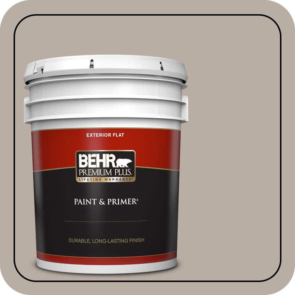 BEHR PREMIUM PLUS 5 gal. #T18-08 Off The Grid Flat Exterior Paint & Primer