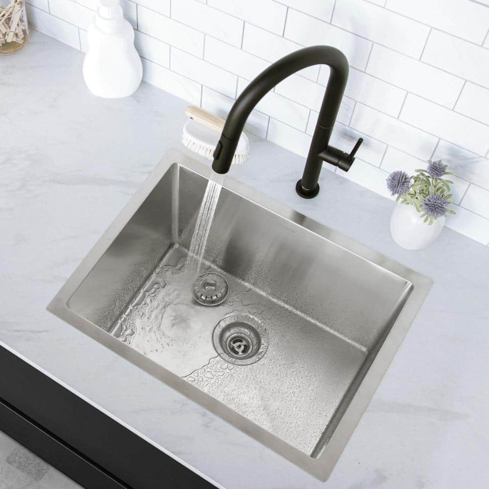 Azuni Dual Mount 22 inch 18-Gauge Stainless Steel Single Bowl Utility Sink (2)