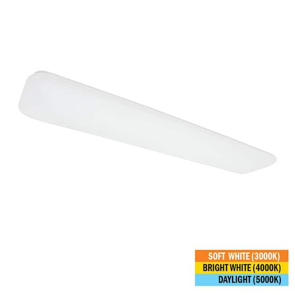 Commercial Electric 48 in. x 10 in. Classic White LED Flush Mount Closet Light 3200 Lumens 40-Watt Adjustable CCT Kitchen Light Dimmable