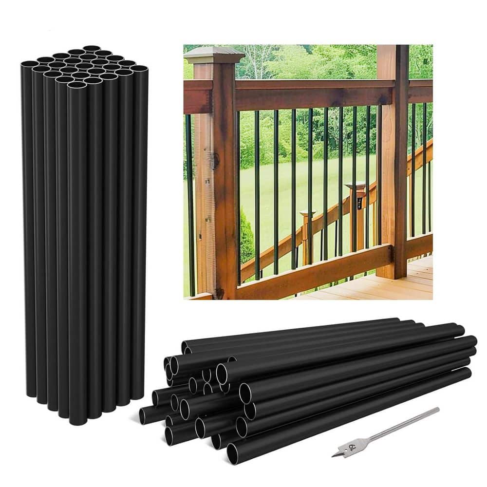 Afoxsos 50-Pack 32 in. H x .75. in W Aluminum Deck Balusters for Wood and Composite Railings (1)