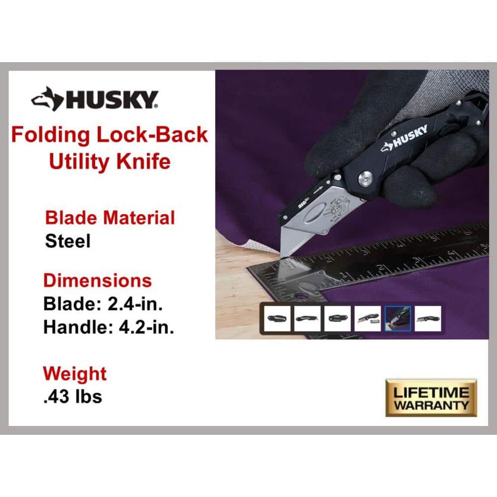 Husky Folding Lock-Back Utility Knife (4)