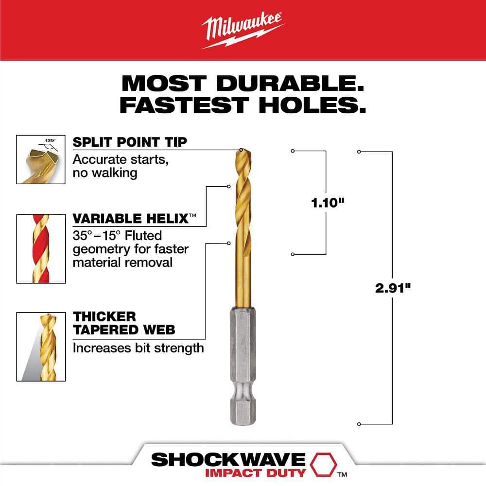 Milwaukee SHOCKWAVE 11/64 in. Titanium Twist Drill Bit (4)