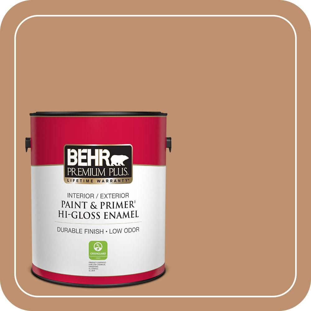 BEHR PREMIUM PLUS 1 gal. #PMD-31 Sunset Cloud Hi-Gloss Enamel Interior/Exterior Paint & Primer