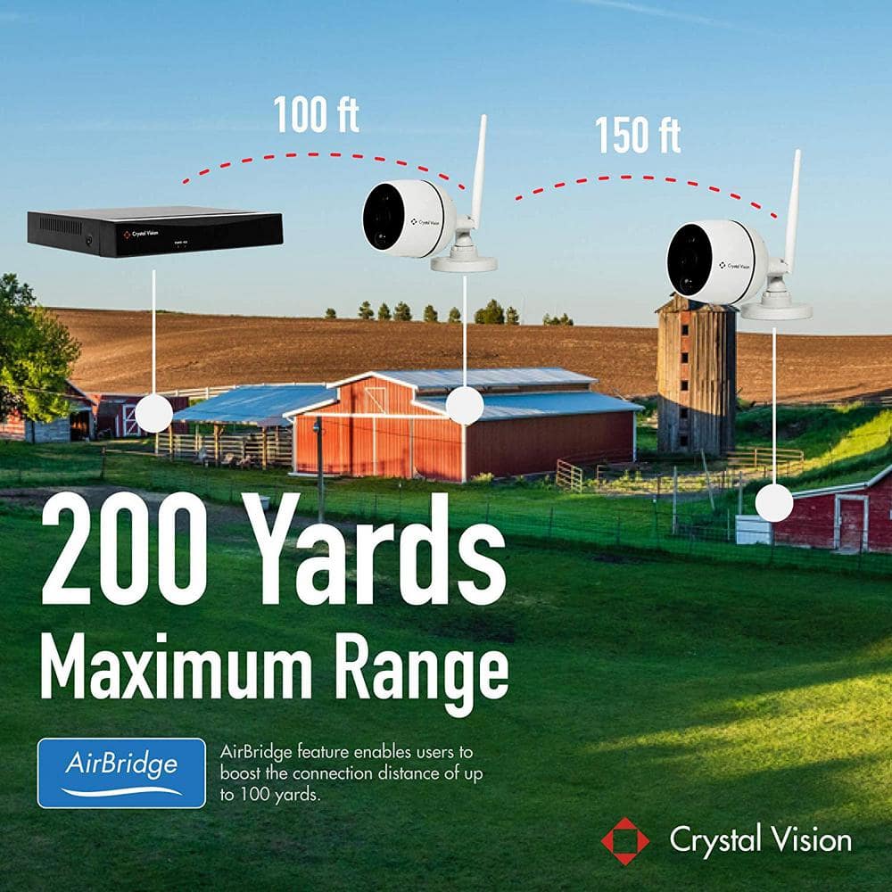 Crystal Vision 8-Channel Wireless 1080p Full HD 2MP 2TB Hard Drive Surveillance System with 2 Audio Cameras and 4 Standard Cameras (2)