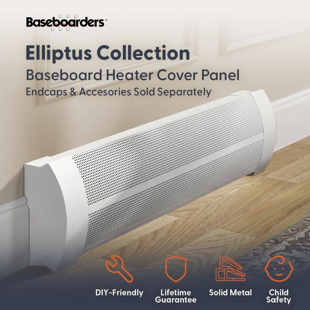 Baseboarders Elliptus Series 7 ft. Galvanized Steel Easy Slip-On Baseboard Heater Cover White (4)