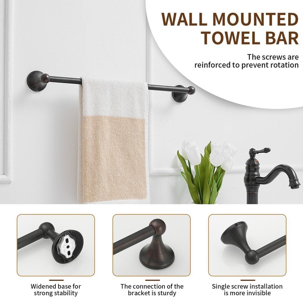 HOMEMYSTIQUE 18 in. Wall Mounted Towel Bar in Oil Rubbed Bronze (2)