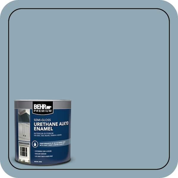 BEHR PREMIUM 1 qt. #530F-4 Newport Blue Semi-Gloss Enamel Urethane Alkyd Interior/Exterior Paint (2)